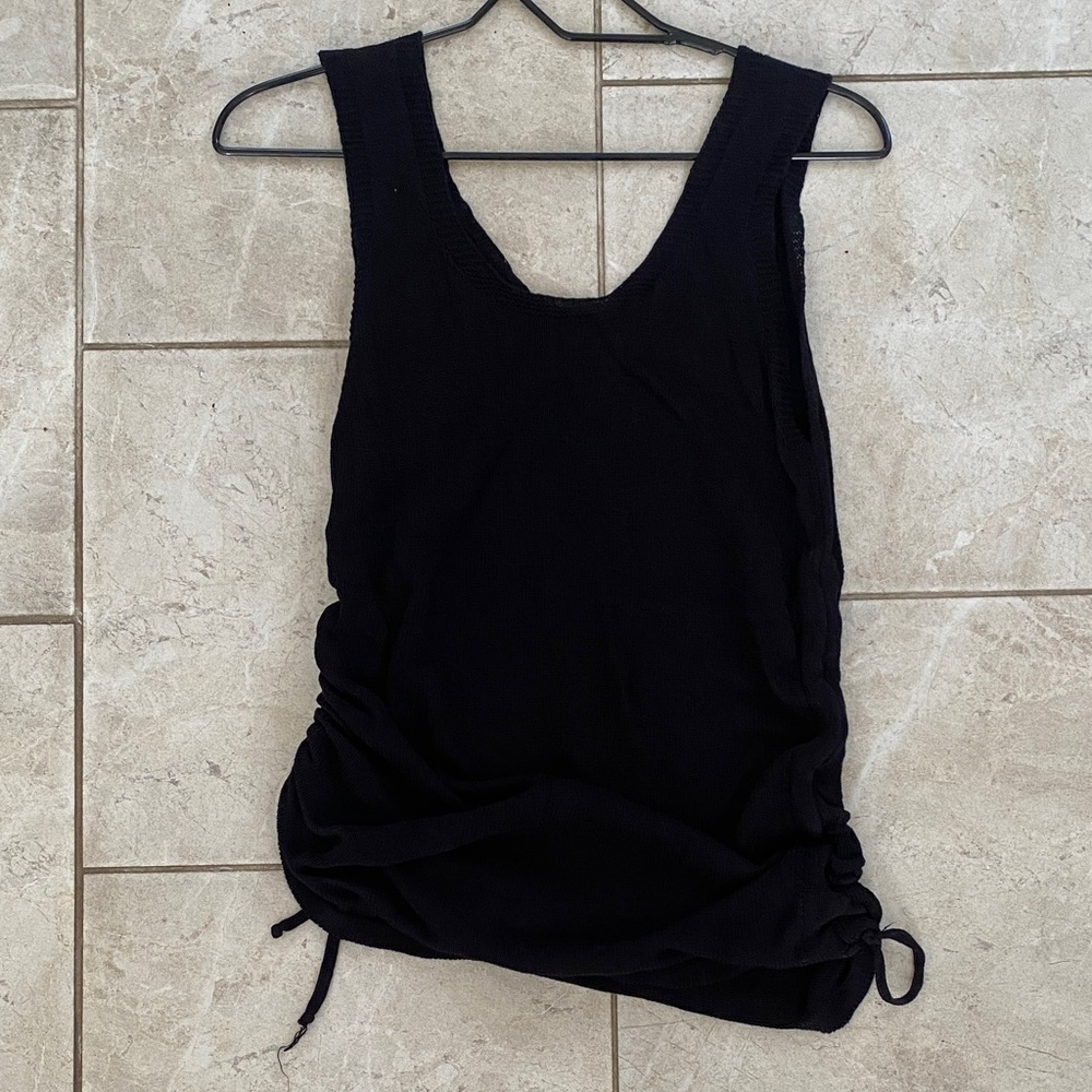 AImage Black Knit Tank Cinched Tie Sides